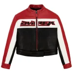 Women's Avirex CROPPED COLORBLOCK MOTO JACKET - Front