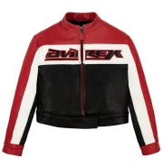 Women's Avirex CROPPED COLORBLOCK MOTO JACKET - Front