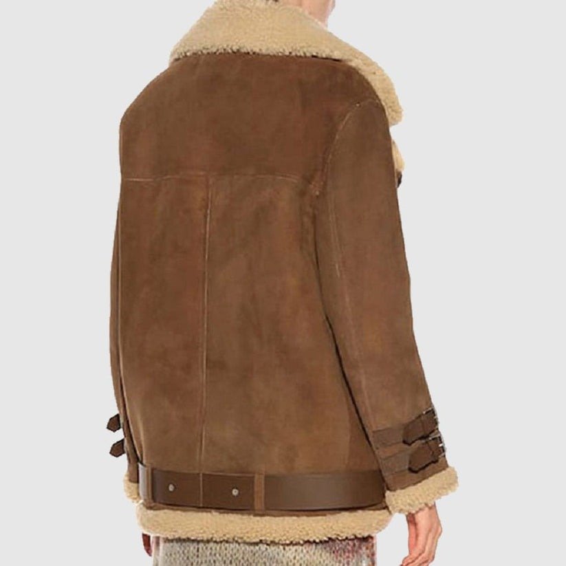 Womens Brown Suede Shearling Jacket Women’s Brown Suede Shearling Jacket