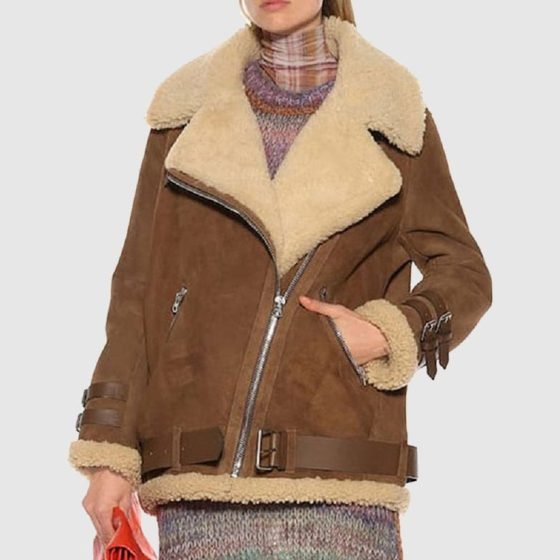 Women’s Brown Suede Shearling Jacket