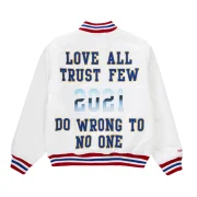 Supreme X Mitchell & Ness White Satin Varsity Jacket - Back