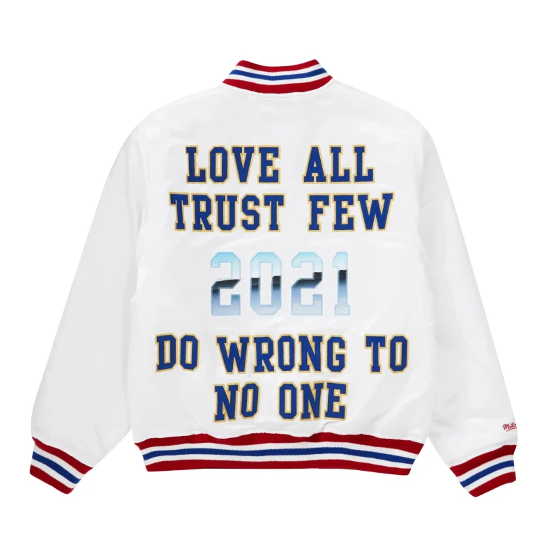 Supreme X Mitchell & Ness White Satin Varsity Jacket - Back