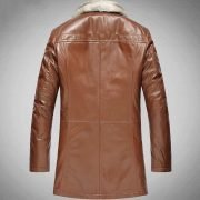 Brown Sheepskin Long Coat Faux - Image 2