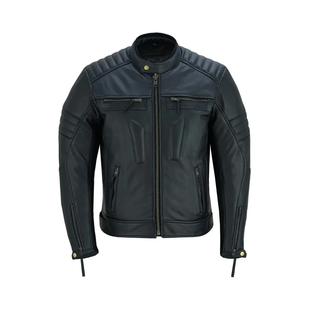 Men’s Distressed Leather Motorcycle Jacket with Armor Men’s Distressed Leather Motorcycle Jacket with Armor