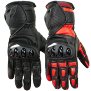 Red Leather Motorcycle Riding Gloves for Men & Women