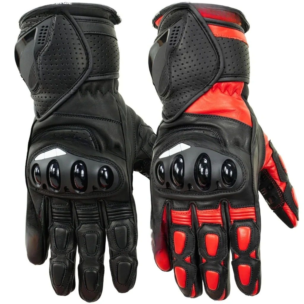 Red Leather Motorcycle Riding Gloves for Men & Women Red Leather Motorcycle Riding Gloves for Men & Women